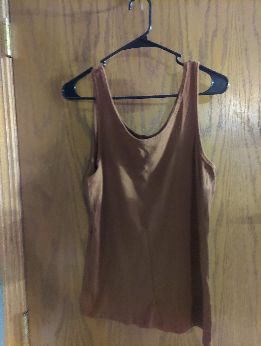 Time and Tru Brown Ribbed Tank Top Womens XXL (20) Stretch Scoop Neck